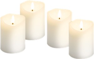 Set of 4 LED Real Wax Candles, white