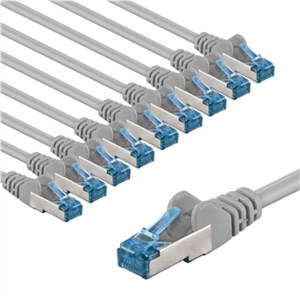 CAT 6A Patch Cable S/FTP (PiMF), 2 m, grey, Set of 10