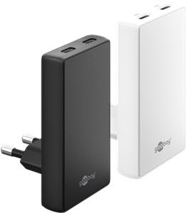 USB-C™ PD GaN Dual Fast Charger 90° Flat (45 W) white