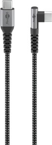 USB-C™ to USB-C™ Textile Cable with Metal Plugs (Space Grey/Silver), 90°, 2 m