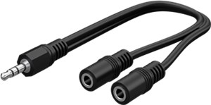 3.5 mm Audio Y Cable Adapter, 1x Male to 2x Female Stereo