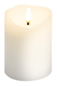 LED Real Wax Candle, white, 7.5 x 10 cm