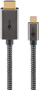 USB-C™ to HDMI™ Textile Cable 4K @ 60 Hz, 2 m, black;silver