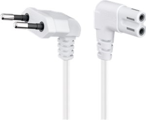 Connection Cable Euro Plug Angled at Both Ends, 0.75 m, White, (2*0.75 mm²)