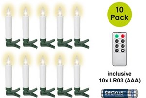 10 Wireless LED Christmas Tree Candles incl. 20x AAA (LR03)