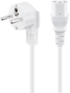 Angled IEC Cord, 1.5 m, White, (3*0.75 mm²)