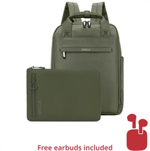 Set of Backpack and Laptop Sleeve 15 Inch, Green