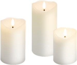 Set of 3 LED Real Wax Candles, white