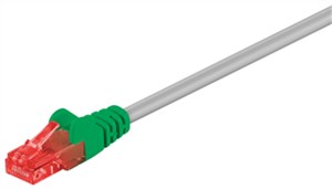 CAT 6 Crossover Patch Cable, U/UTP, grey, Green