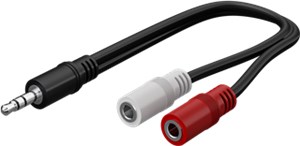 3.5 mm Audio Y-Shaped Cable Adapter, 1x Male to 2x Female Mono