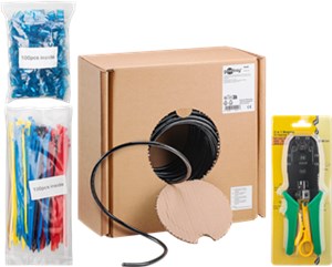 CAT 6A Outdoor Network Cable Set, U/UTP, black