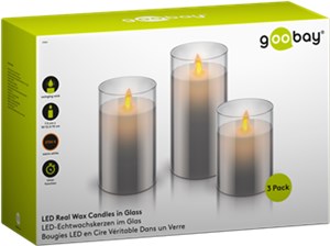Set of 3 LED real wax candles in glass Set of 3 LED real wax candles in glass