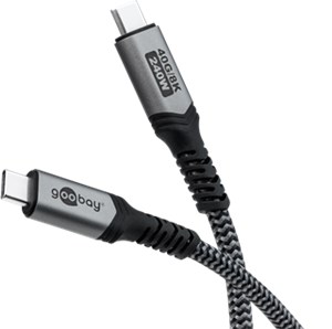 USB-C™ Cable with Textile Sheath, USB4™, 240 W, 40 Gbit/s, Power Delivery, 0.5 m