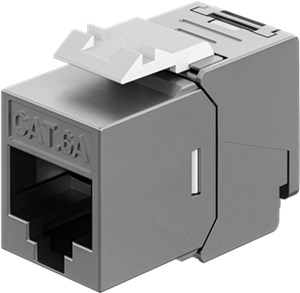Keystone Module RJ45 CAT 6A, STP, Slim & Short, Earthing Terminal
