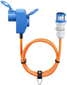 CEE Adapter Cable, CEE Plug to 90° CEE Coupler and Safety Coupler (Type E/F), 1.5 m CEE Adapter Cable, CEE Plug to 90° CEE Coupler and Safety Coupler (Type E/F), 1.5 m